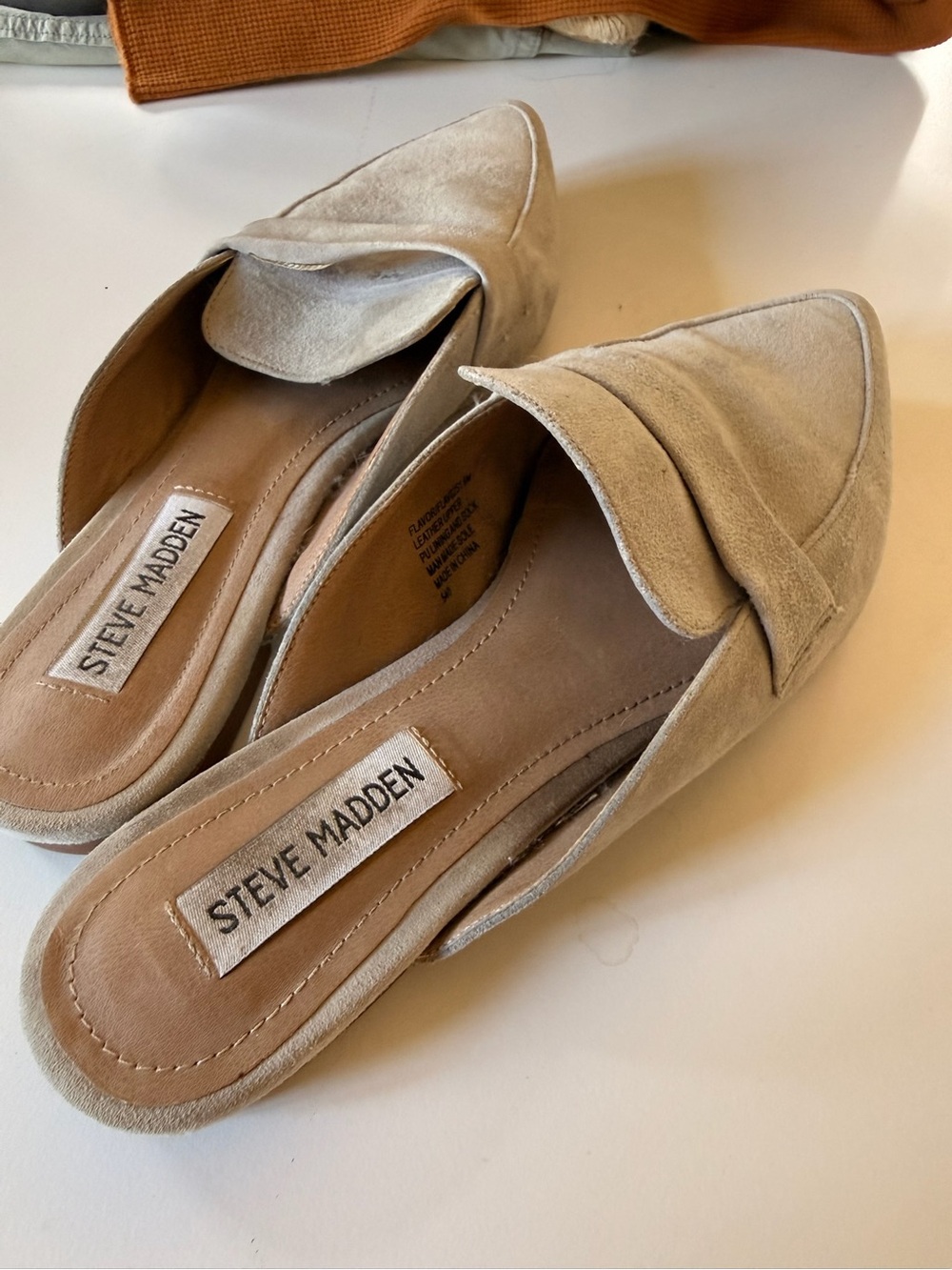 Steve Madden Taupe Suede Pointed-Toe Slip-On Flats